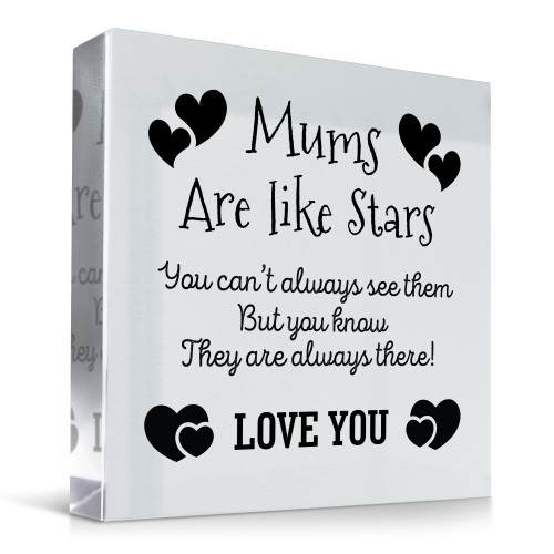 Beautiful Gift For Mum Heart Acrylic Plaque Mums Are Like Stars