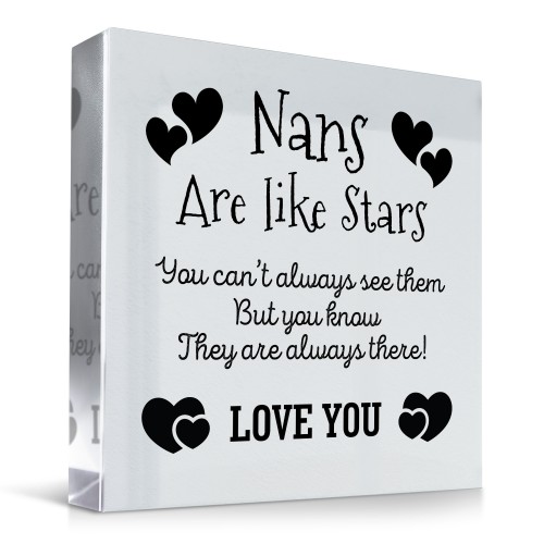 Beautiful Gift For Nan Heart Acrylic Plaque Nans Are Like Stars