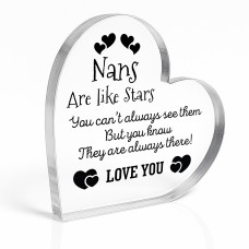 Nan Gifts Beautiful Heart Acrylic Plaque Nans Are Like Stars