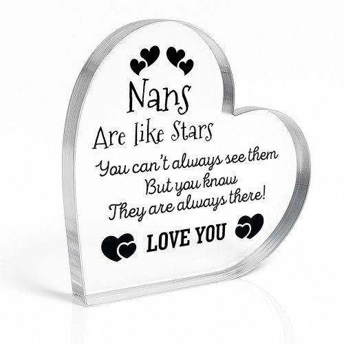 Nan Gifts Beautiful Heart Acrylic Plaque Nans Are Like Stars