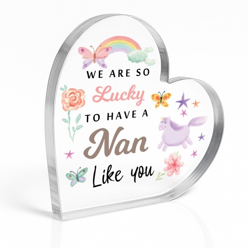 Nan Gifts Beautiful Heart Acrylic Plaque Gifts For Nans Birthday