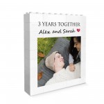 Personalised 3rd Anniversary Photo Block Gift for Boyfriend