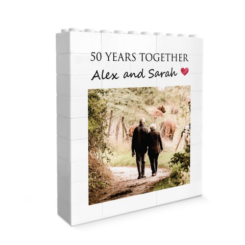 Personalised 50th Anniversary Photo Block Gift for Boyfriend