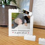 2nd Anniversary Gift Personalised Photo Block Gift for Boyfriend