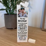Personalised Brother Gift Photo Building Block Gift For Him