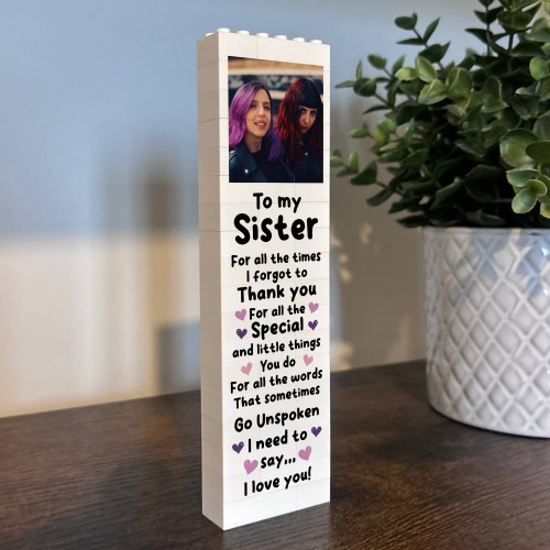 Personalised Sister Gift Photo Building Block Gift For Her