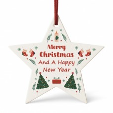 Merry Christmas And A Happy New Year Bauble Xmas Tree Ornament