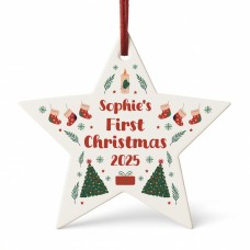 Personalised Baby's First Christmas Bauble Xmas Star Ornament