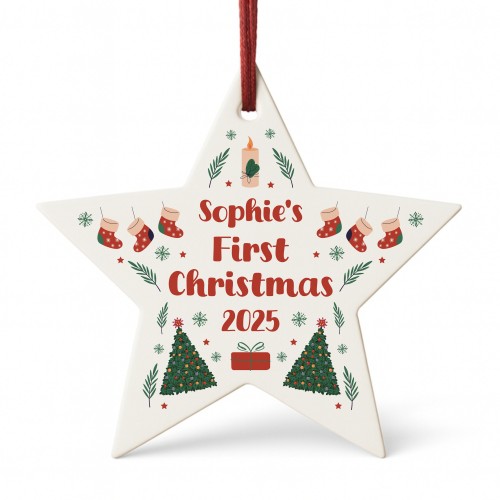 Personalised Baby's First Christmas Bauble Xmas Star Ornament Personalised Baby's First Christmas Bauble Xmas Star Ornament