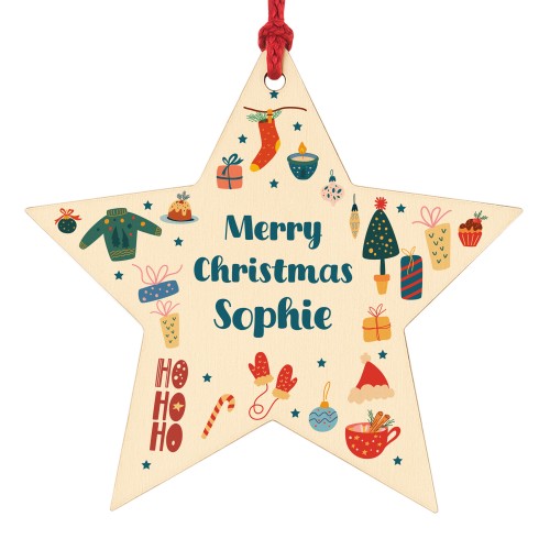 Personalised Merry Christmas Bauble Tree Decoration Ornament 