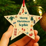Personalised Merry Christmas Bauble Tree Decoration Ornament 
