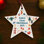 Personalised Babys First Christmas Star Tree Decoration Bauble Personalised Babys First Christmas Star Tree Decoration Bauble