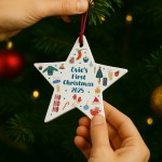 Personalised Babys First Christmas Star Tree Decoration Bauble Personalised Babys First Christmas Star Tree Decoration Bauble