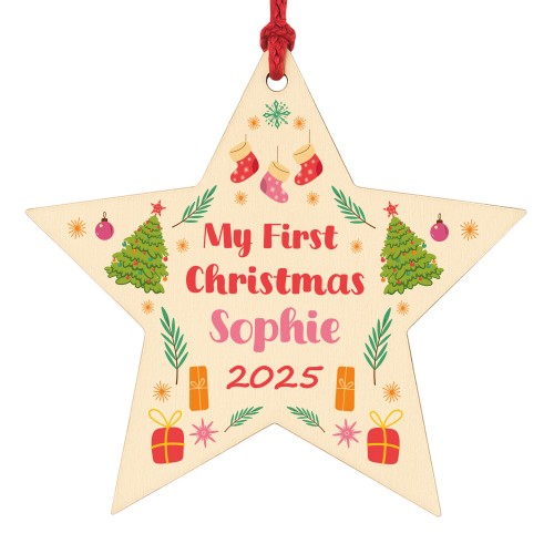 My First Christmas Bauble Personalised Tree Decoration Ornament 