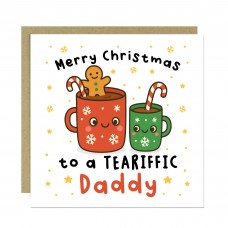 Merry Christmas To A TEA RIFFIC Daddy Card With Kraft Envelope