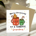 Merry Christmas To A TEA RIFFIC Grandma Card With Kraft Envelope