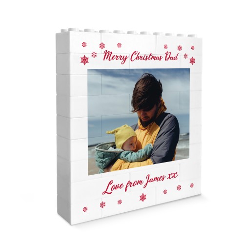 Personalised Merry Christmas Dad Gift Building Block Photo Gift