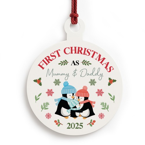 Personalised Our 1st Christmas As My Mummy And Daddy Bauble