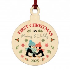 1st Christmas As My Mummy And Daddy Personalised Bauble Gift