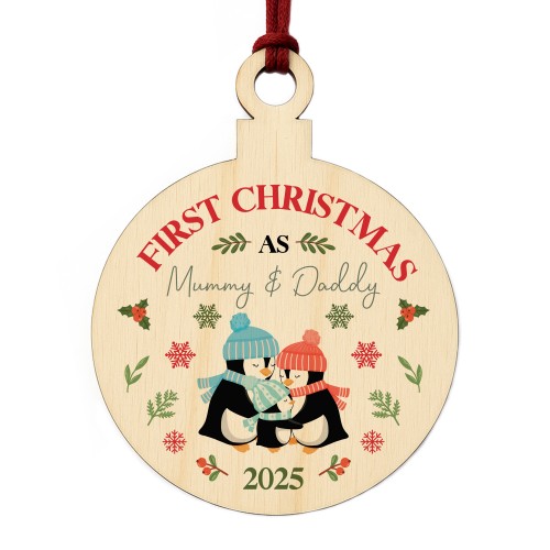 1st Christmas As My Mummy And Daddy Personalised Bauble Gift