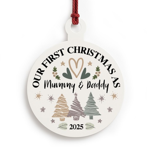 Personalised Our First Christmas As Mummy Daddy Acrylic Bauble Personalised Our First Christmas As Mummy Daddy Acrylic Bauble