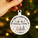 Personalised Our First Christmas As Mummy Daddy Acrylic Bauble Personalised Our First Christmas As Mummy Daddy Acrylic Bauble