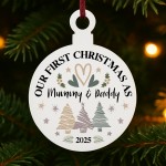 Personalised Our First Christmas As Mummy Daddy Acrylic Bauble Personalised Our First Christmas As Mummy Daddy Acrylic Bauble