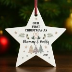 Our First Christmas As My Mummy And Daddy Personalised Bauble