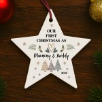 Our First Christmas As My Mummy And Daddy Personalised Bauble