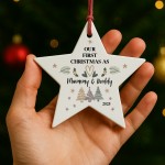 Our First Christmas As My Mummy And Daddy Personalised Bauble