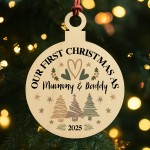 Personalised Our First Christmas As My Mummy And Daddy Bauble