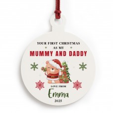 Personalised Your First Christmas As Mummy Daddy Acrylic Bauble
