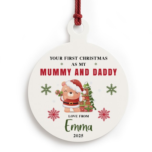 Personalised Your First Christmas As Mummy Daddy Acrylic Bauble Personalised Your First Christmas As Mummy Daddy Acrylic Bauble