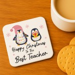 Happy Christmas To The Best Teacher Gift From Student COASTER