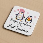 Happy Christmas To The Best Teacher Gift From Student COASTER