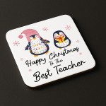 Happy Christmas To The Best Teacher Gift From Student COASTER