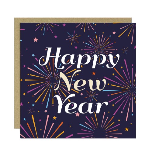 Happy New Year Card With Kraft Envelope 145x145mm New Years Eve 
