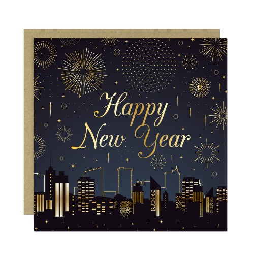Happy New Year Card For Family, Friends and Couples Fireworks