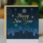 Happy New Year Fireworks Card For Family and Friends New Years