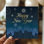 Happy New Year Fireworks Card For Family and Friends New Years