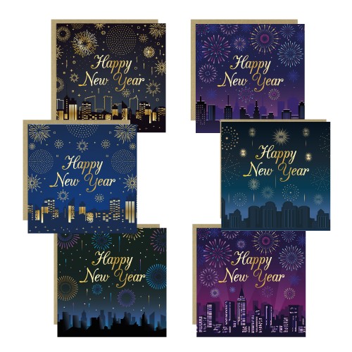 Pack 6x Happy New Year Cards Multipack New Years Eve Cards Pack 6x Happy New Year Cards Multipack New Years Eve Cards