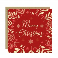 Merry Christmas Card Floral Festive Greetings Card For Family