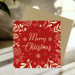 Merry Christmas Card Floral Festive Greetings Card For Family Merry Christmas Card Floral Festive Greetings Card For Family