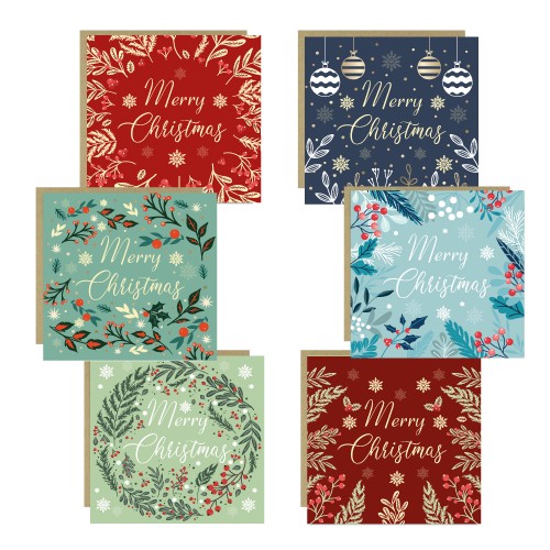 Christmas Cards Pack of 6 Multipack Xmas Greetings Cards Family