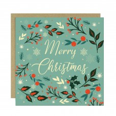 Merry Christmas Floral Card For Friends Family and Neighbours