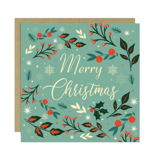 Merry Christmas Floral Card For Friends Family and Neighbours Merry Christmas Floral Card For Friends Family and Neighbours