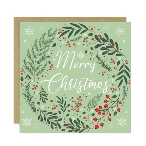 Floral Christmas Card For Family and Friends Festive Greetings