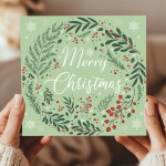 Floral Christmas Card For Family and Friends Festive Greetings
