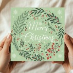 Floral Christmas Card For Family and Friends Festive Greetings