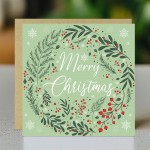 Floral Christmas Card For Family and Friends Festive Greetings